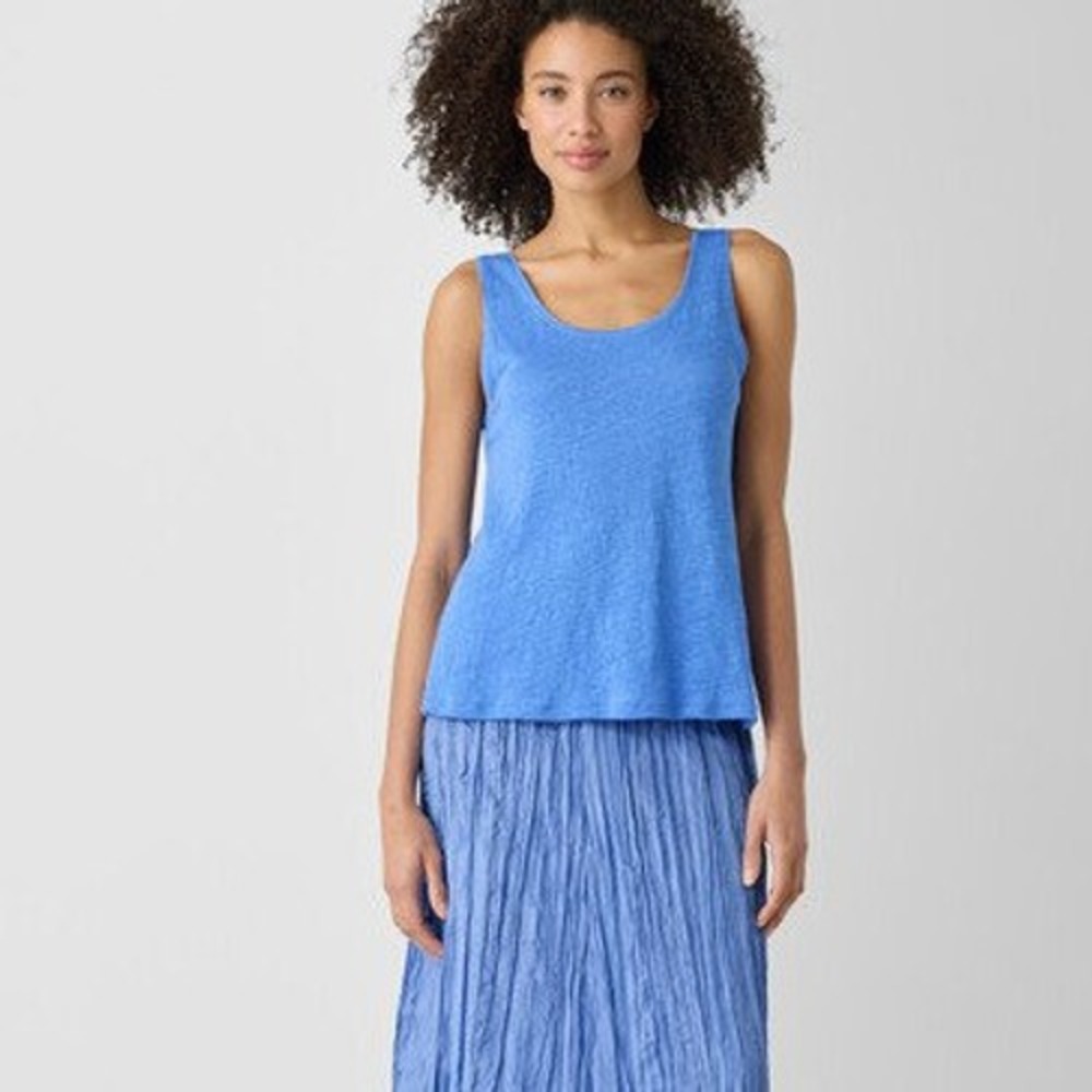 Eileen Fisher Scoop Neck Tank Top Ultramarine Blue‎ 3X New With Tags